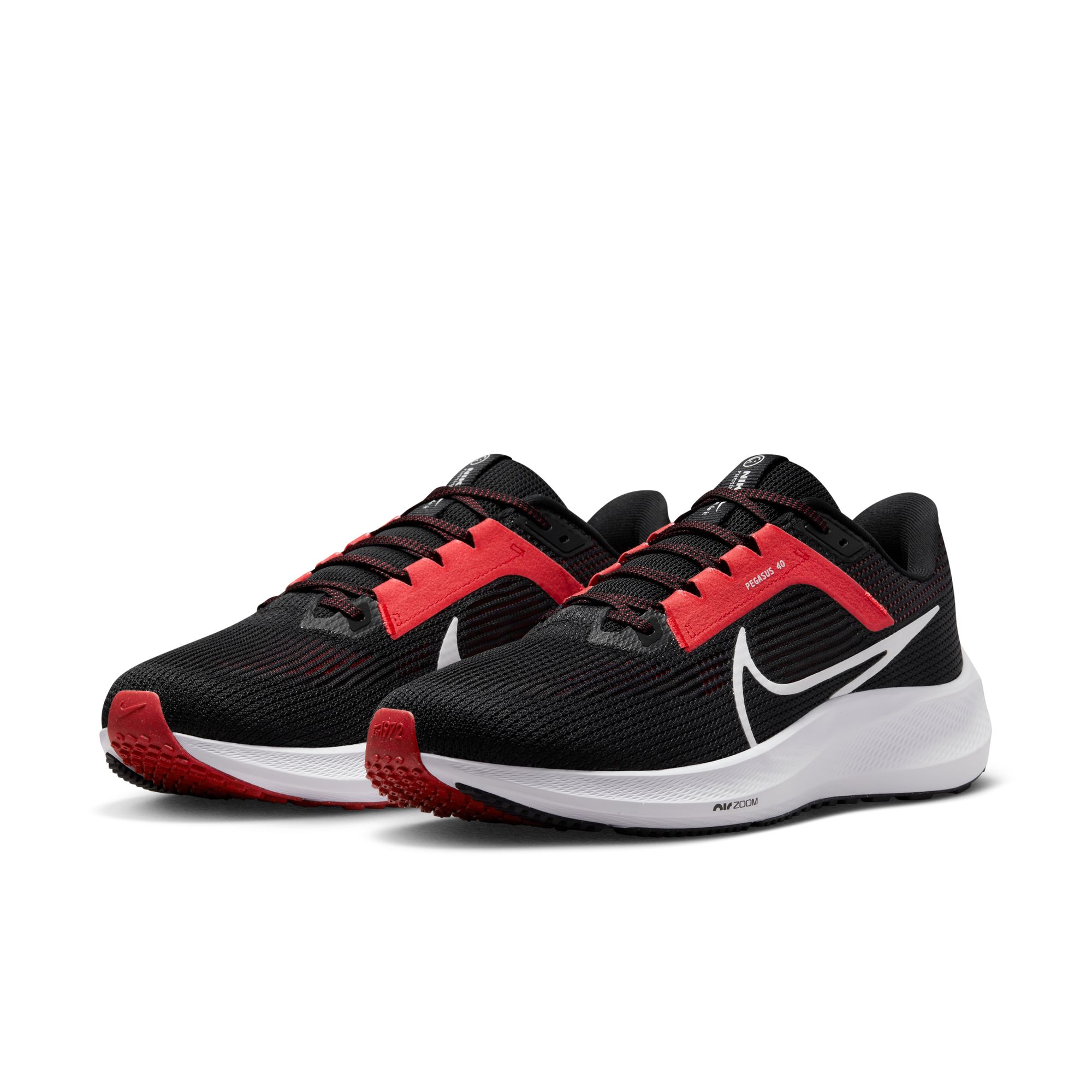 Nike Men's Nike Pegasus 40 BLACK/WHITE -LT CRIMSON Nike Men's Nike Pegasus 40 BLACK/WHITE -LT CRIMSON